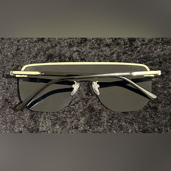 Giselle 28252 Aviator Flat Top Sunglasses - Gold Frame Smoke Lens Unisex - Picture 5 of 7